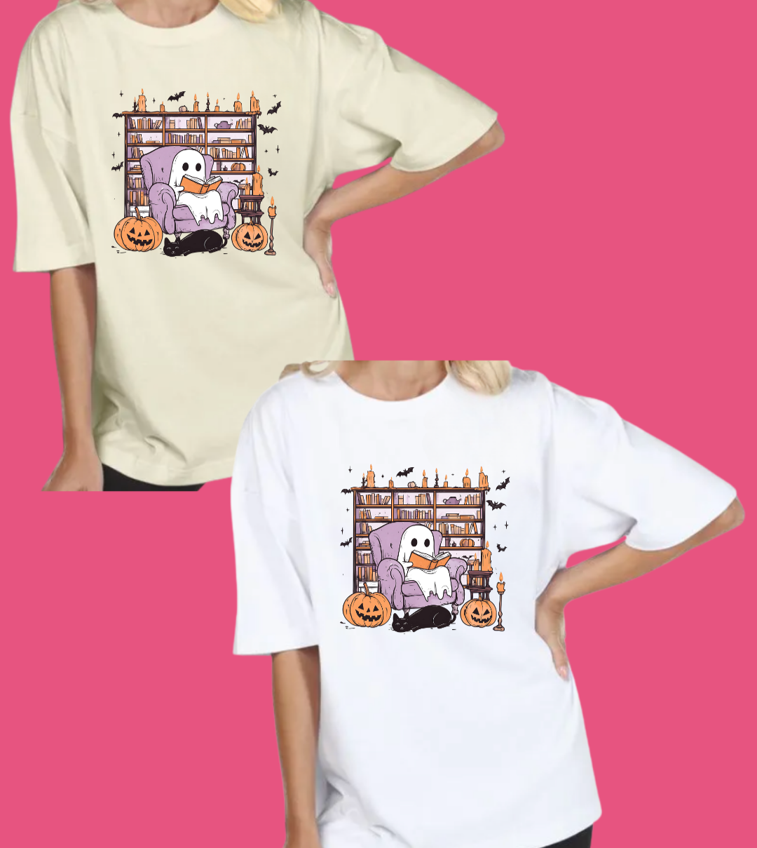 "Reading at the Spooky Library" Oversize Tshirt - Pre Order (01/09/2025)