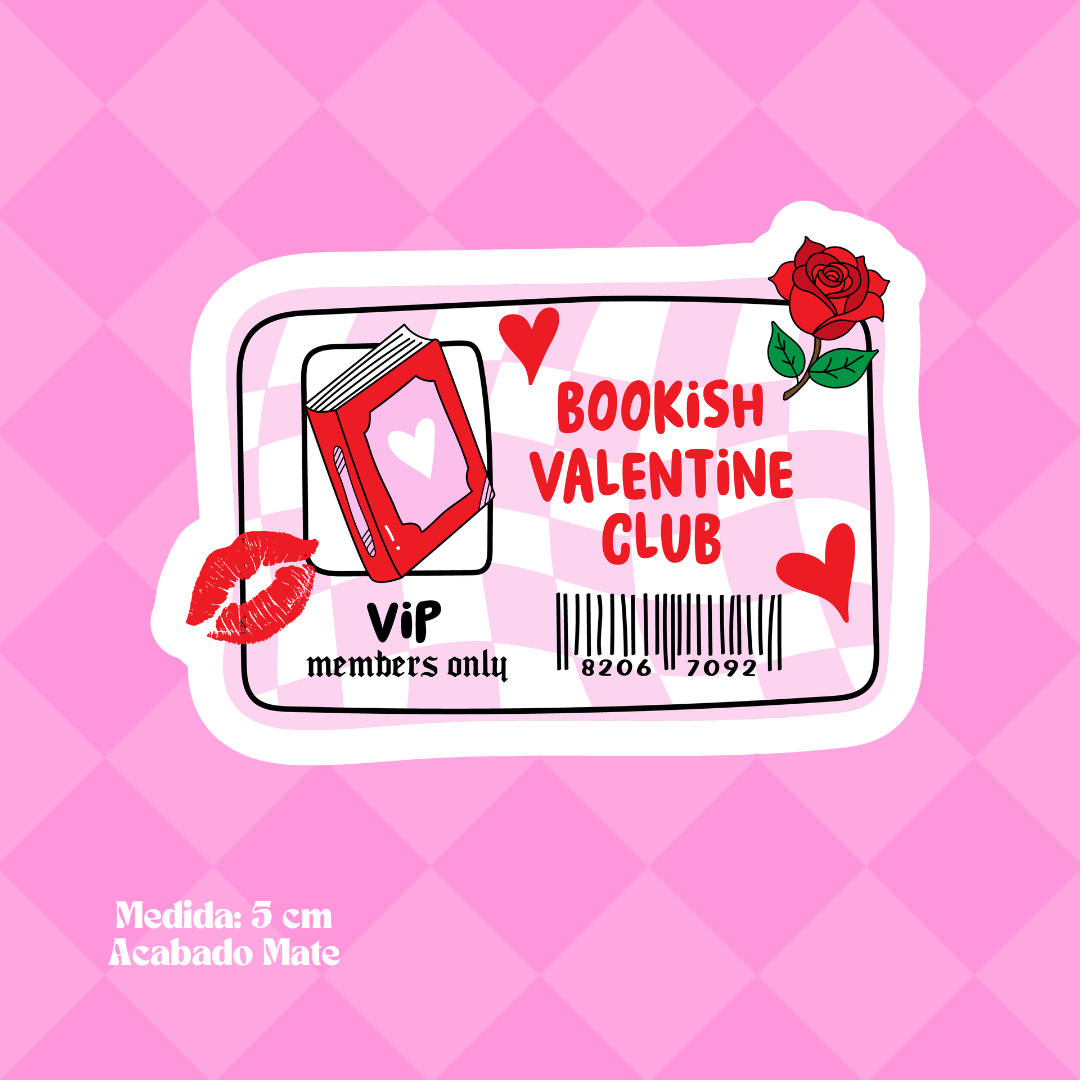 "Bookish Valentine Club VIP" Bookish Sticker