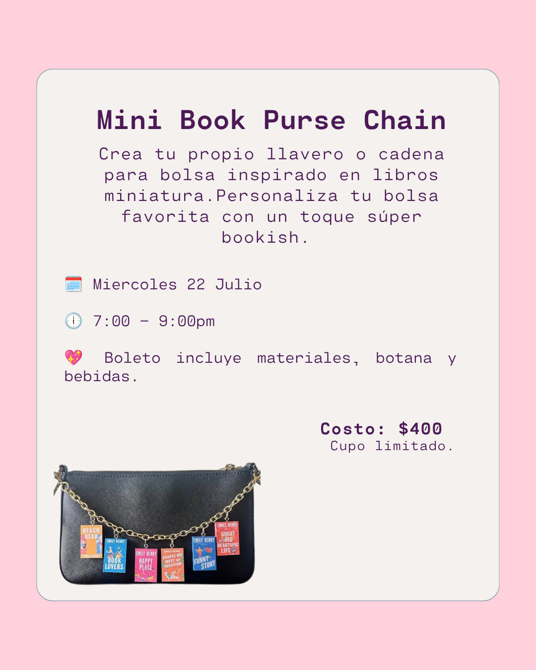 Mini Book Purse Chain - Miércoles 22 Julio