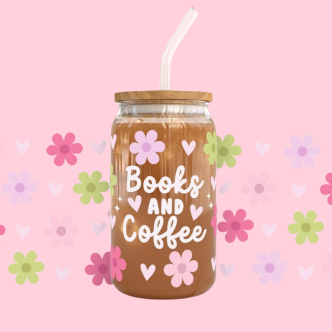 "Books and Coffee" Glass