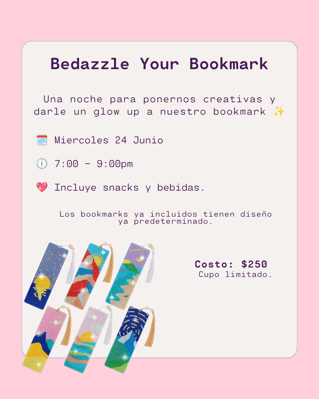 Bedazzle Your Bookmark - Miercoles 24 Junio