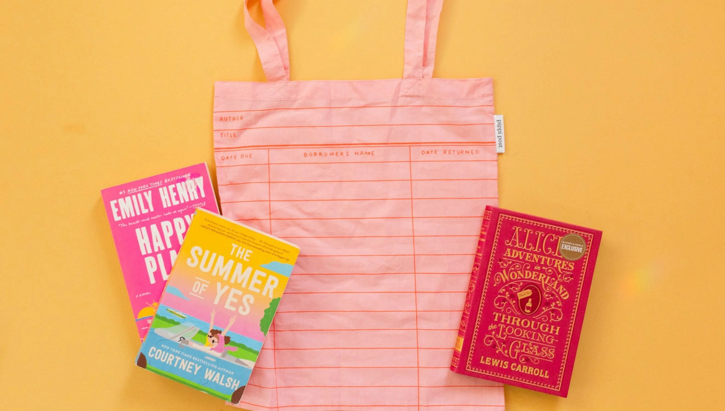 Pink Library Card Lightweight Foldable Tote Bag