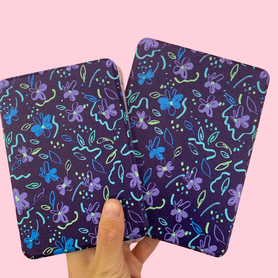 Blue & Purple Flowers Magnetic Kindle Case