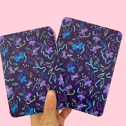 Blue & Purple Flowers Magnetic Kindle Case