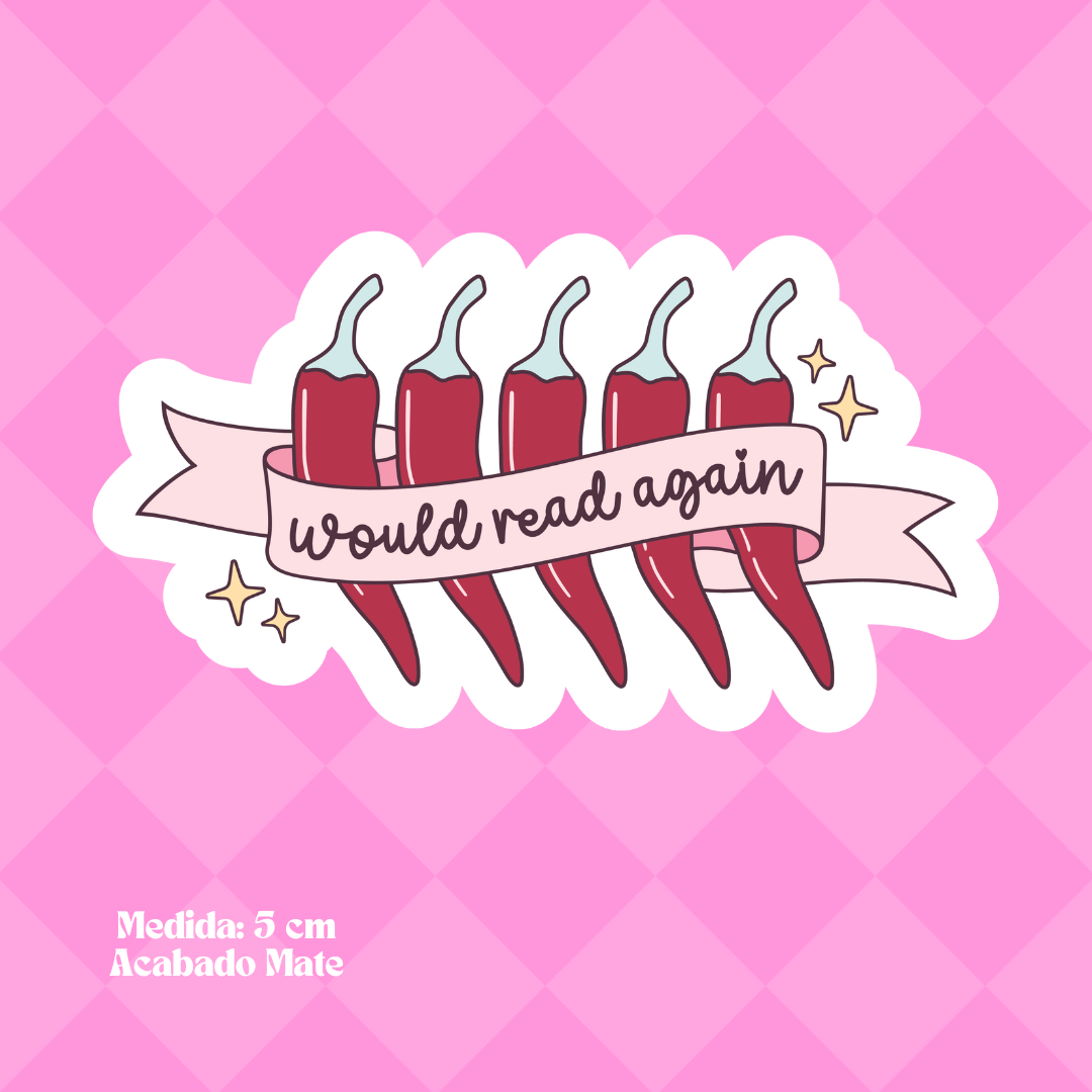 "Would Read Again" Bookish Sticker