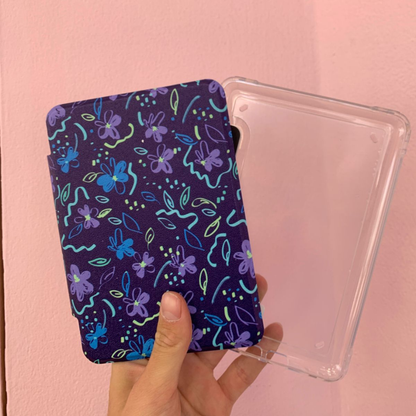 Blue & Purple Flowers Magnetic Kindle Case