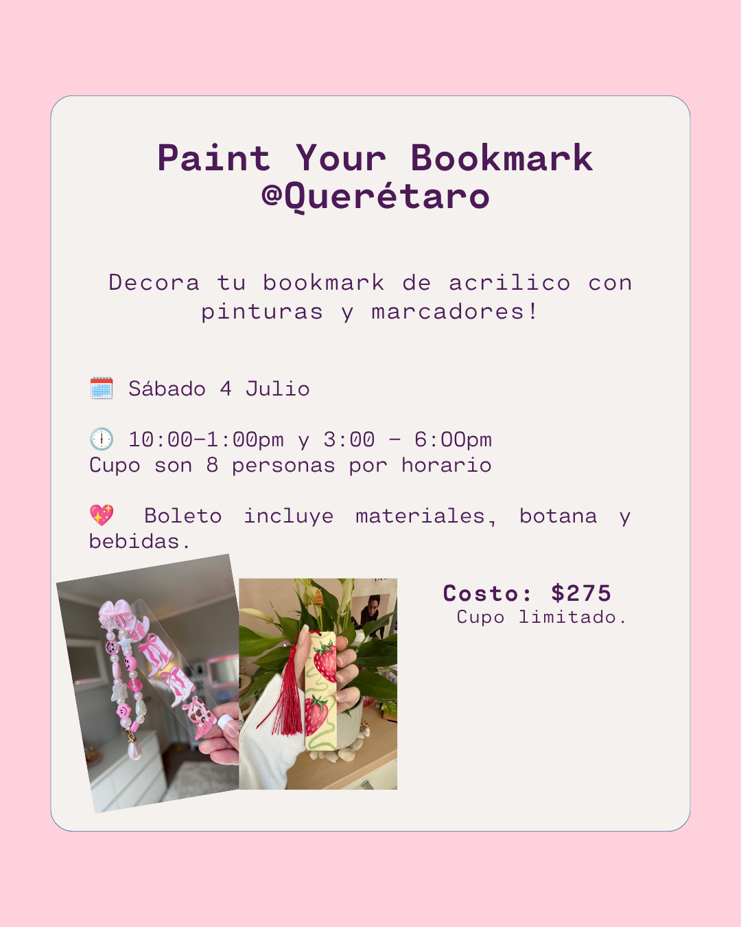 Paint Your Bookmark @QUÉRETARO (Taller Germina) - Sábado 4 Julio