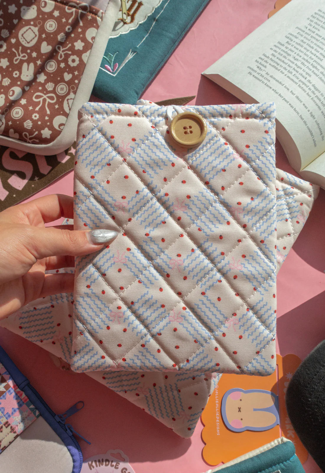 Quilted Ladybug Book/Kindle Sleeve