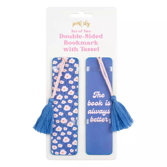 "Book was better" 2pk Faux Leather Double Sided Bookmark