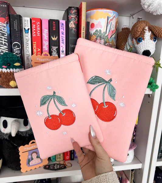 Cherries Embroidered Book/Kindle Sleeve - Large
