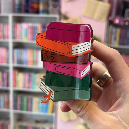 "Book Lover- Stack of Books" Dark Colors Hair Claw Clip