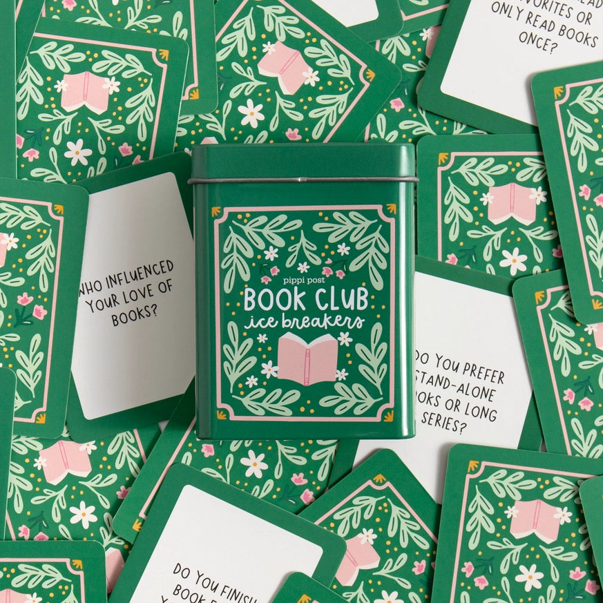 Book Club Ice Breakers Game - Deck of Cards + Storage Tin